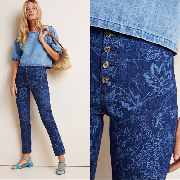 Anthropologie Denim - NWT Anthropologie Pilcro & the Letterpress Floral Printed Hi Rise Slim Jeans